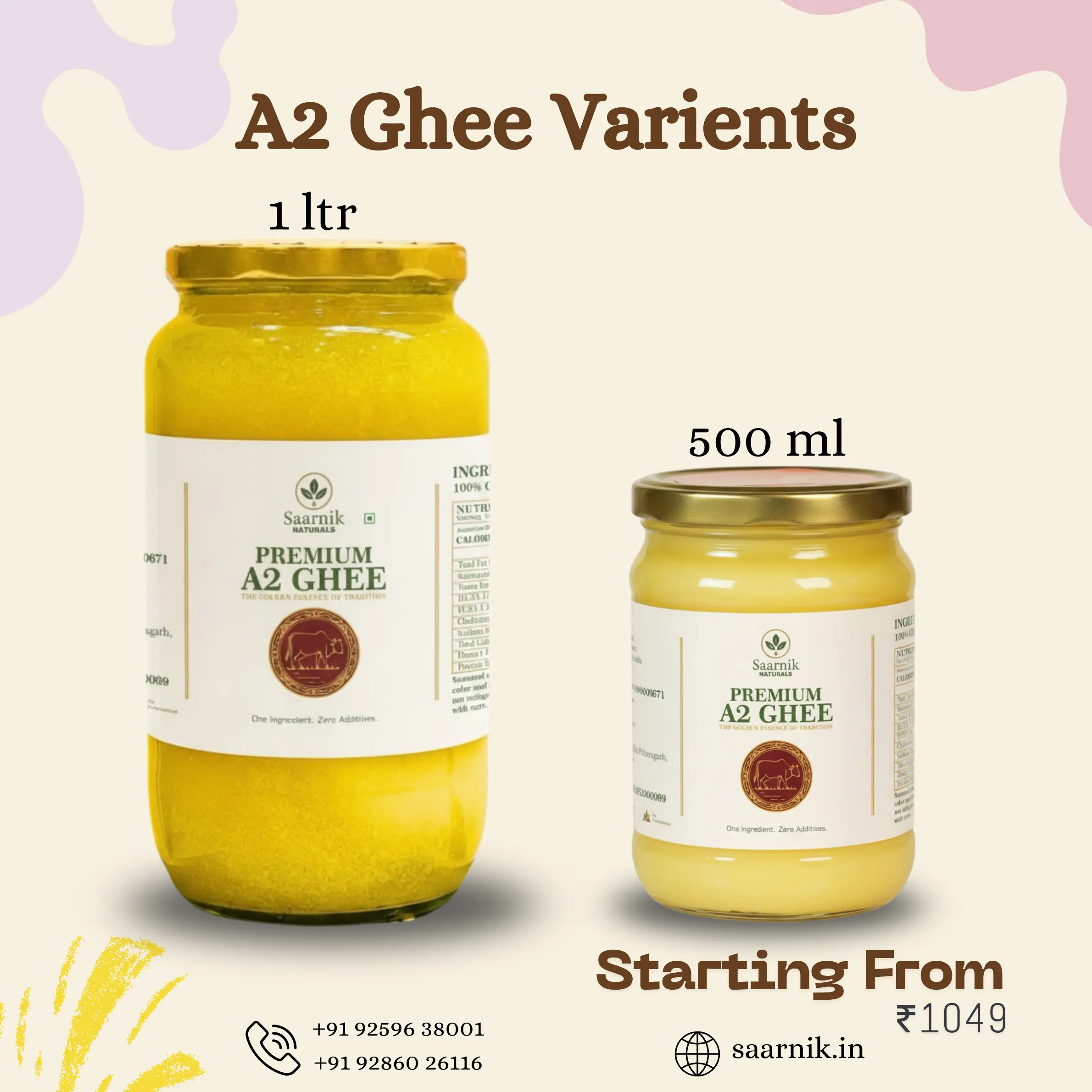 A2 Gir Cow Bilona Ghee – Saarnik Naturals | A2 Gir Cow Butter – 1 liter My Store