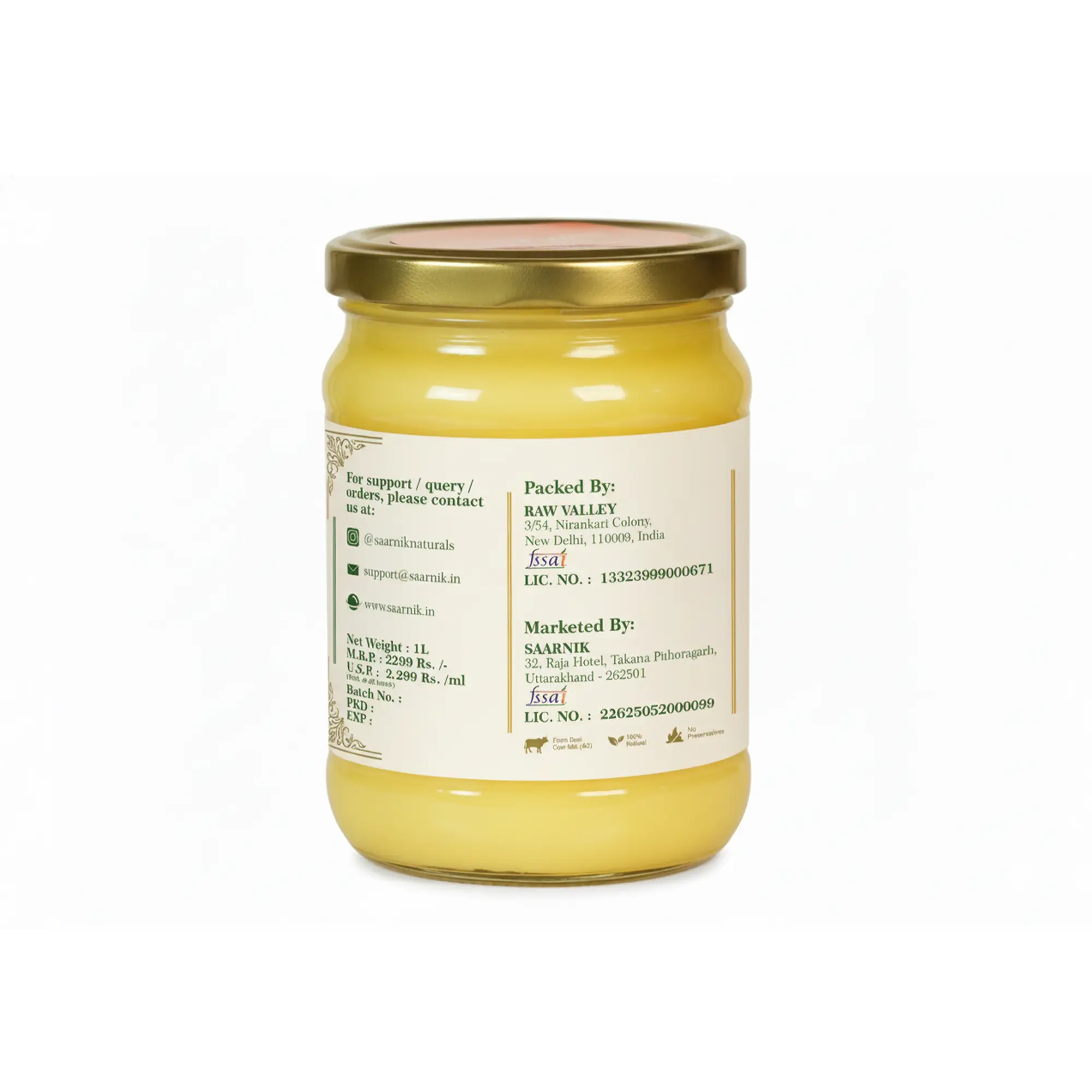 A2 Gir Cow Bilona Ghee – Saarnik Naturals | A2 Gir Cow Ghee – 500ml My Store