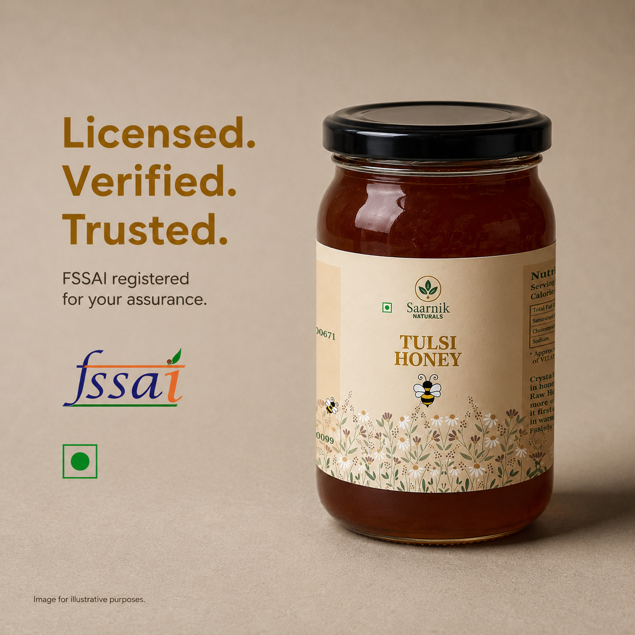 Pure Raw Tulsi Honey – Natural Nectar, Unprocessed - 500gm
