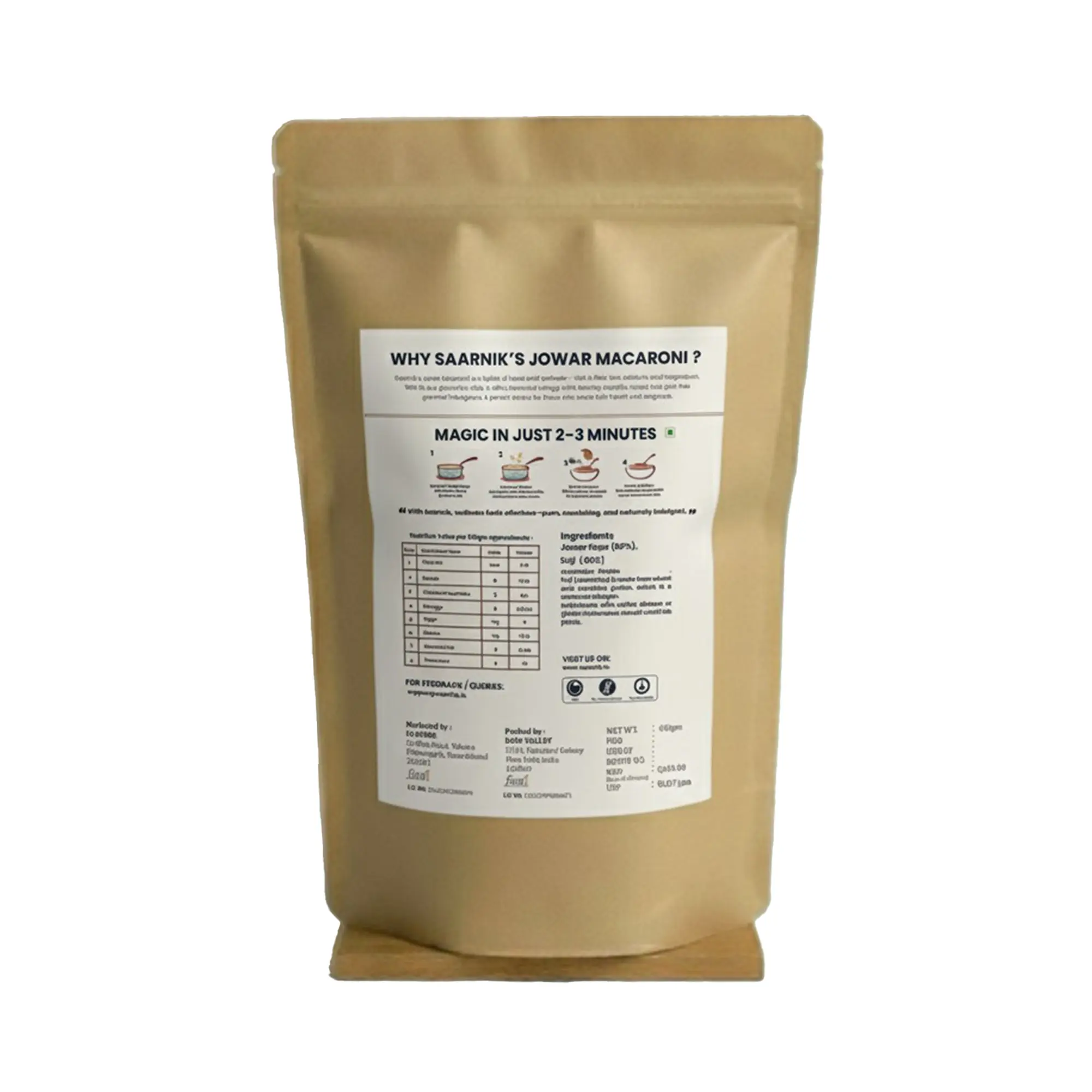 Jowar Millet Macaroni – High Iron & Calcium, No Maida, Healthy Sorghum Pasta Saarnik Naturals