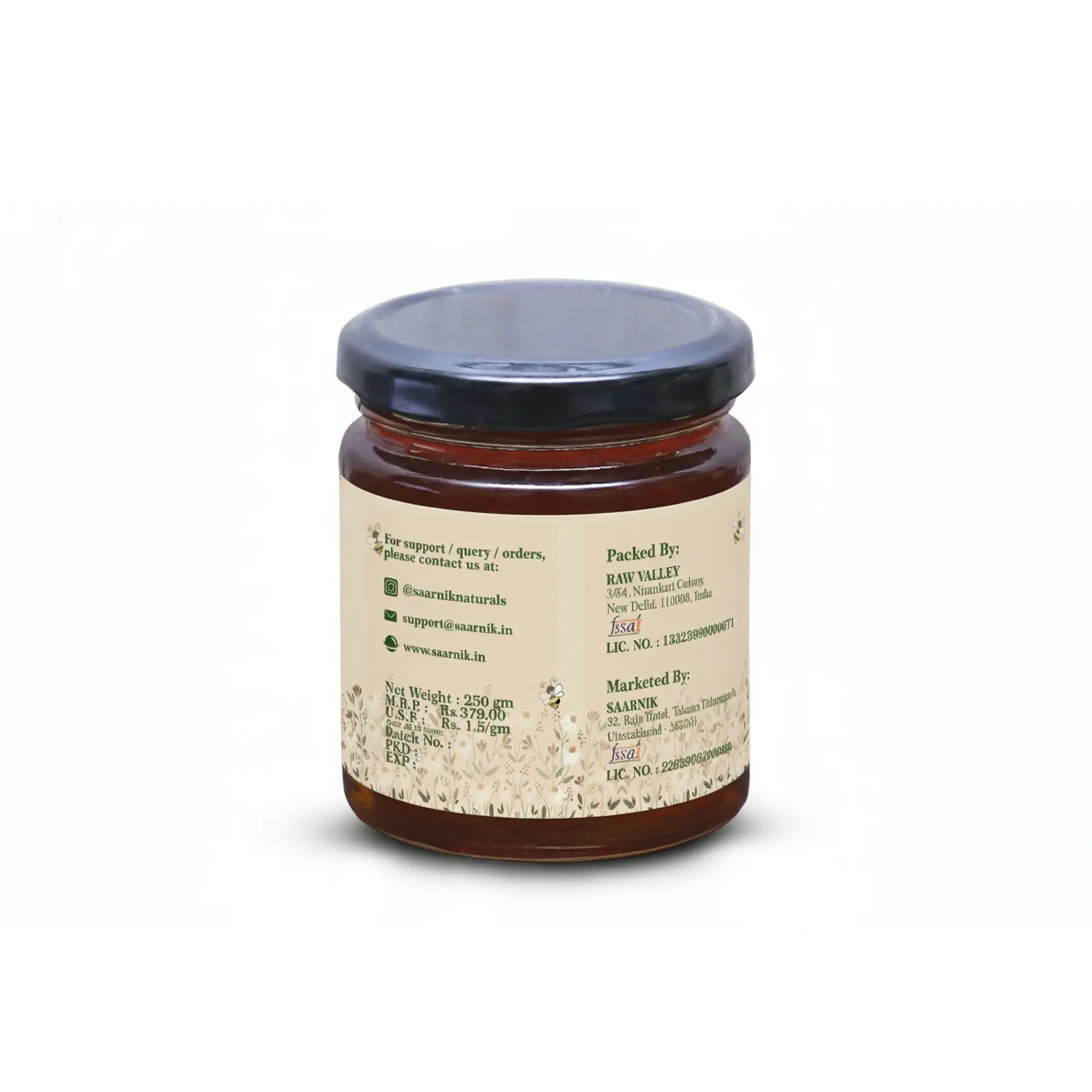 Pure Raw Tulsi Honey – Natural Nectar, Unprocessed - 250gm Saarnik Naturals