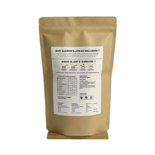 Jowar Millet Macaroni – High Iron & Calcium, No Maida, Healthy Sorghum Pasta - Saarnik Naturals