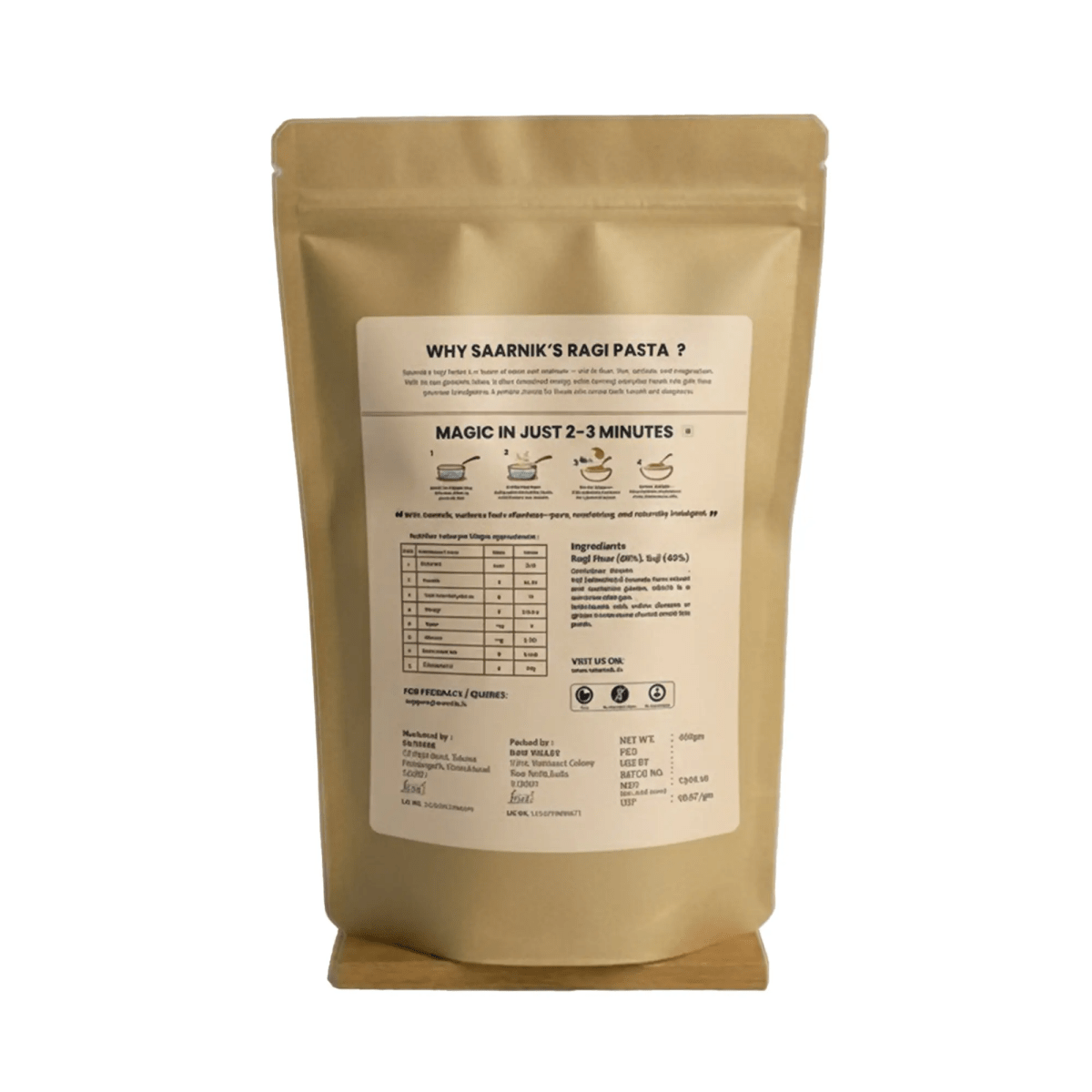 Ragi Millet Pasta – High Iron & Calcium, No Maida, Healthy Fibre Pasta - Saarnik Naturals