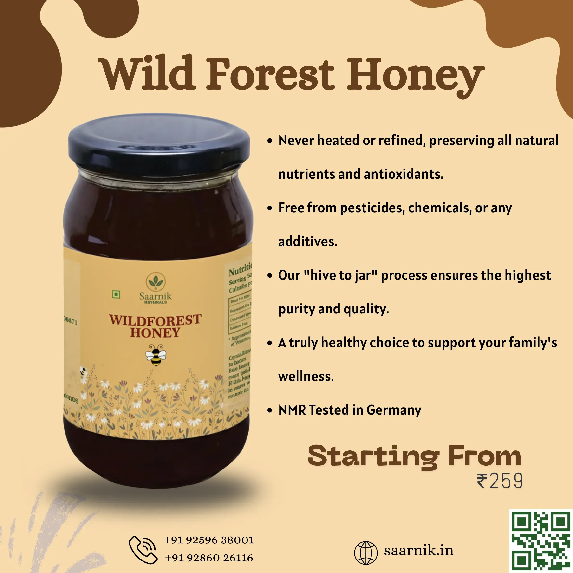 Raw Pure Organic Honey | Wildforest | Affordable 250g by Saarnik Naturals Saarnik Naturals
