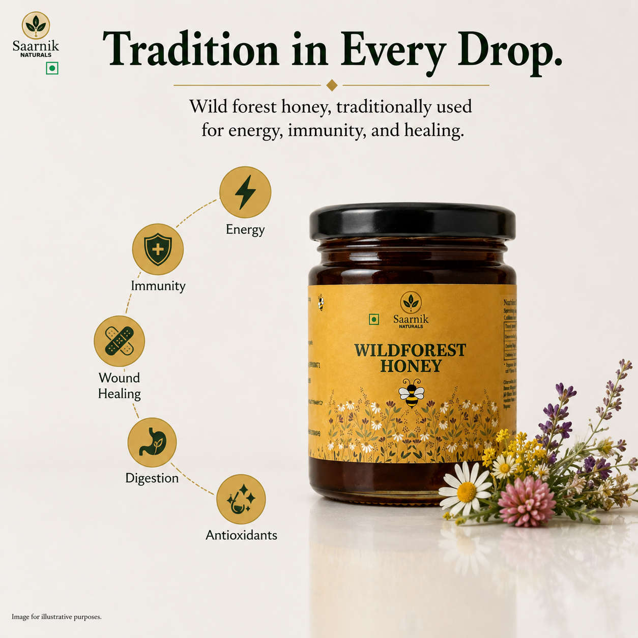 Raw Pure Organic Honey | Wildforest | Affordable 250g by Saarnik Naturals