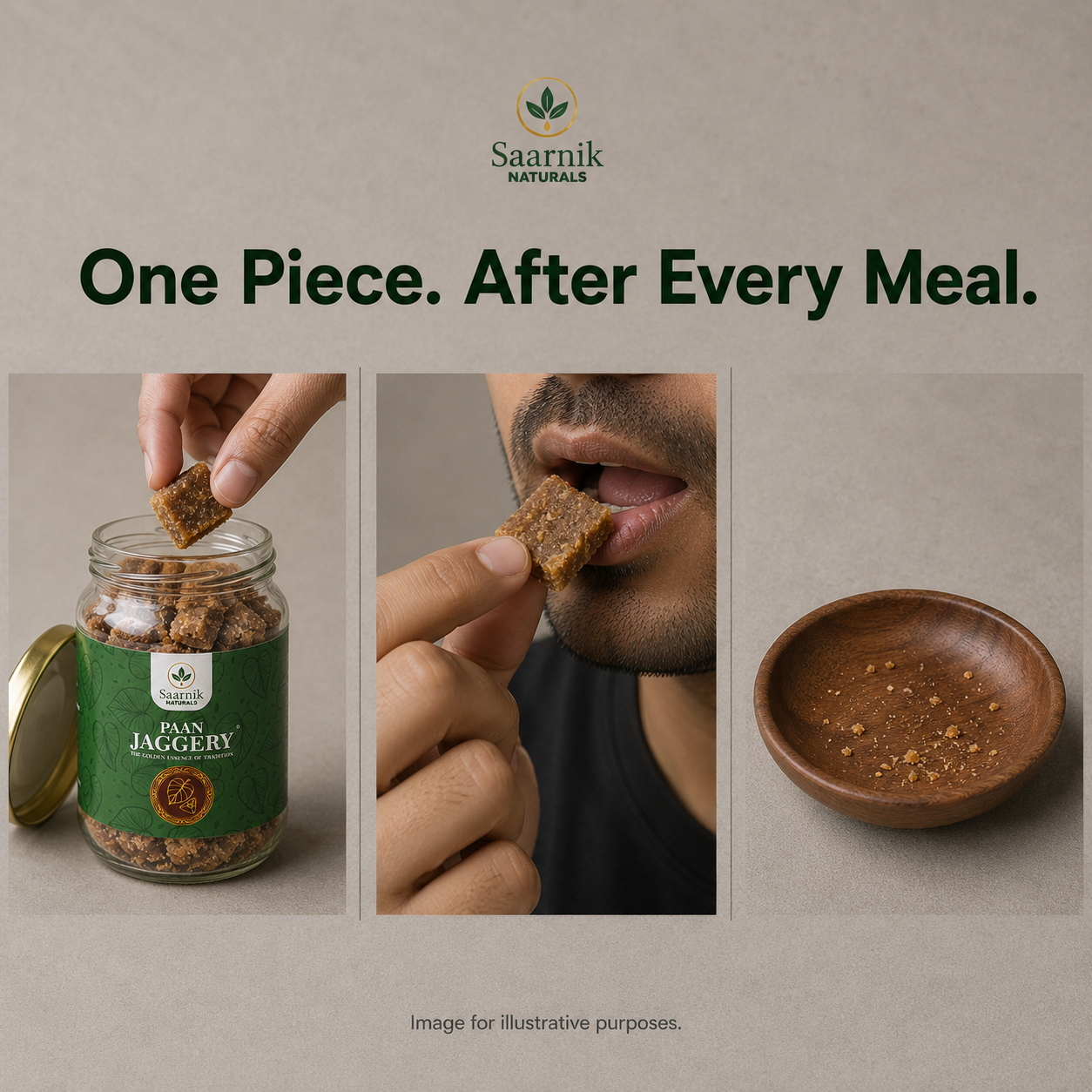 Saarnik Naturals Paan Jaggery, Organic Natural Sweetener- 400g Pack in Glass Jar