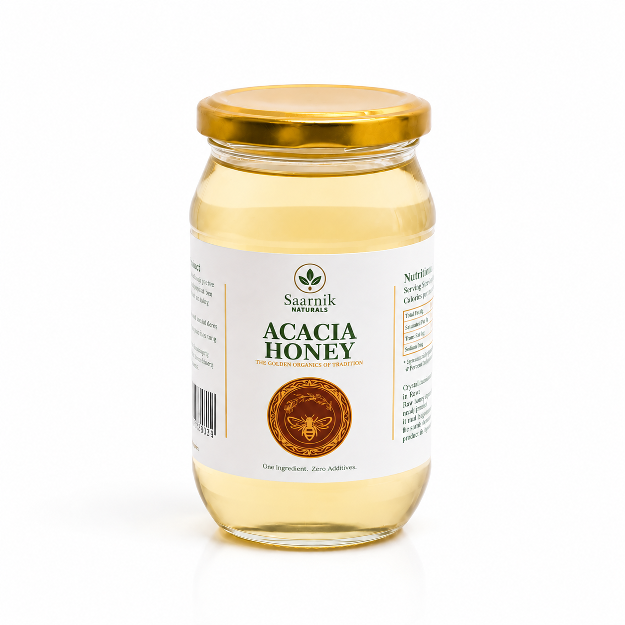 Saarnik Naturals Premium Raw Acacia Honey | Single Flower, Liquid 500gm
