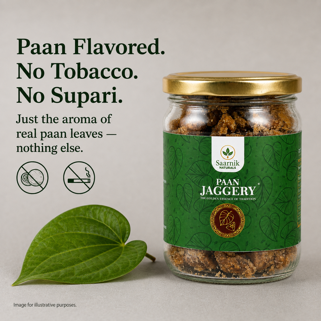 Saarnik Naturals Paan Jaggery, Organic Natural Sweetener- 400g Pack in Glass Jar