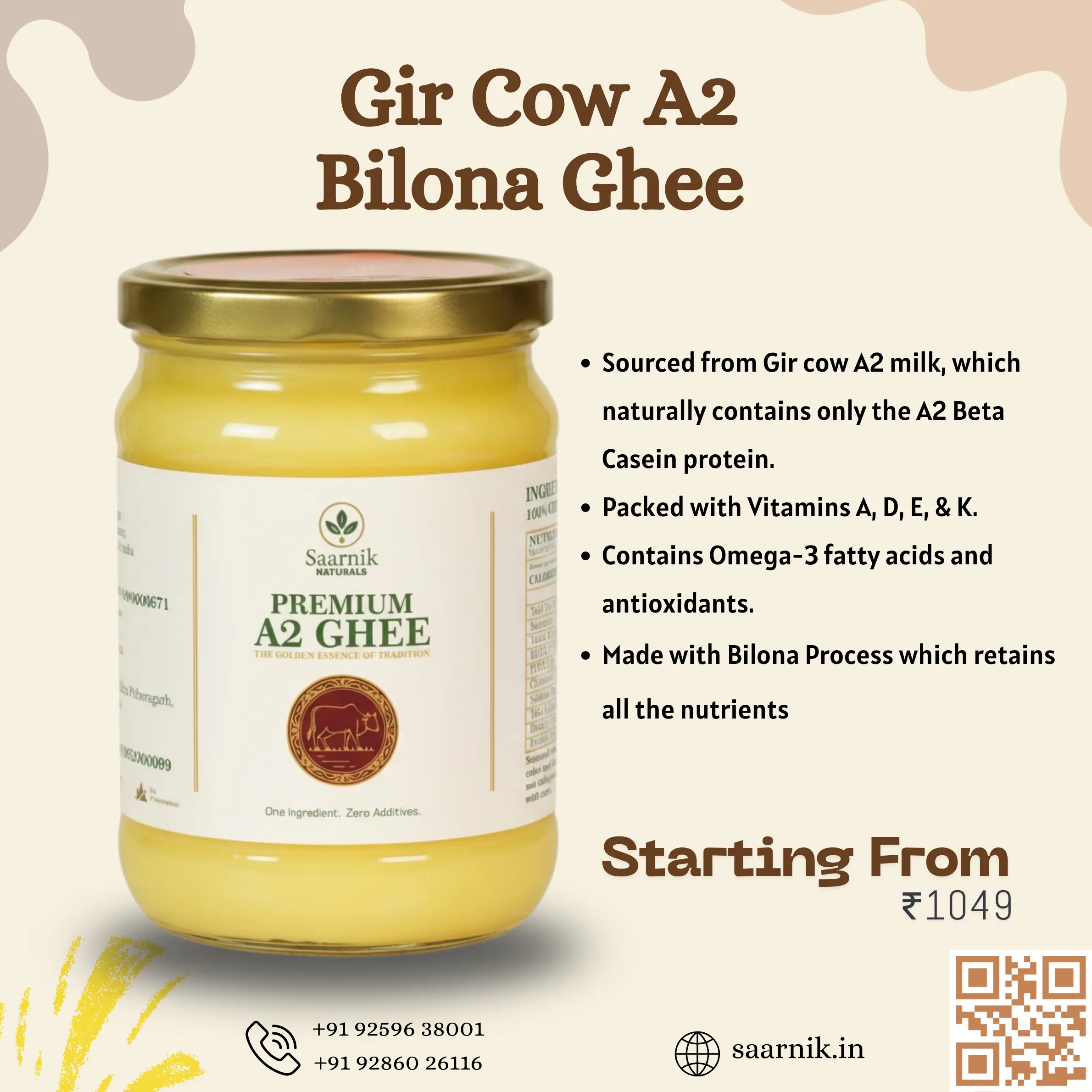A2 Gir Cow Bilona Ghee – Saarnik Naturals | A2 Gir Cow Butter – 1 liter My Store