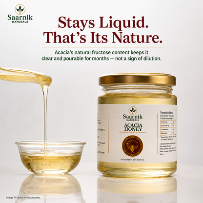 Saarnik Naturals Premium Raw Acacia Honey | Single Flower, Liquid 250gm