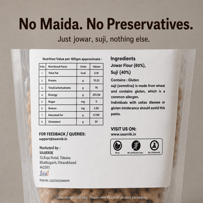 Jowar Millet Macaroni – High Iron & Calcium, No Maida, Healthy Sorghum Pasta