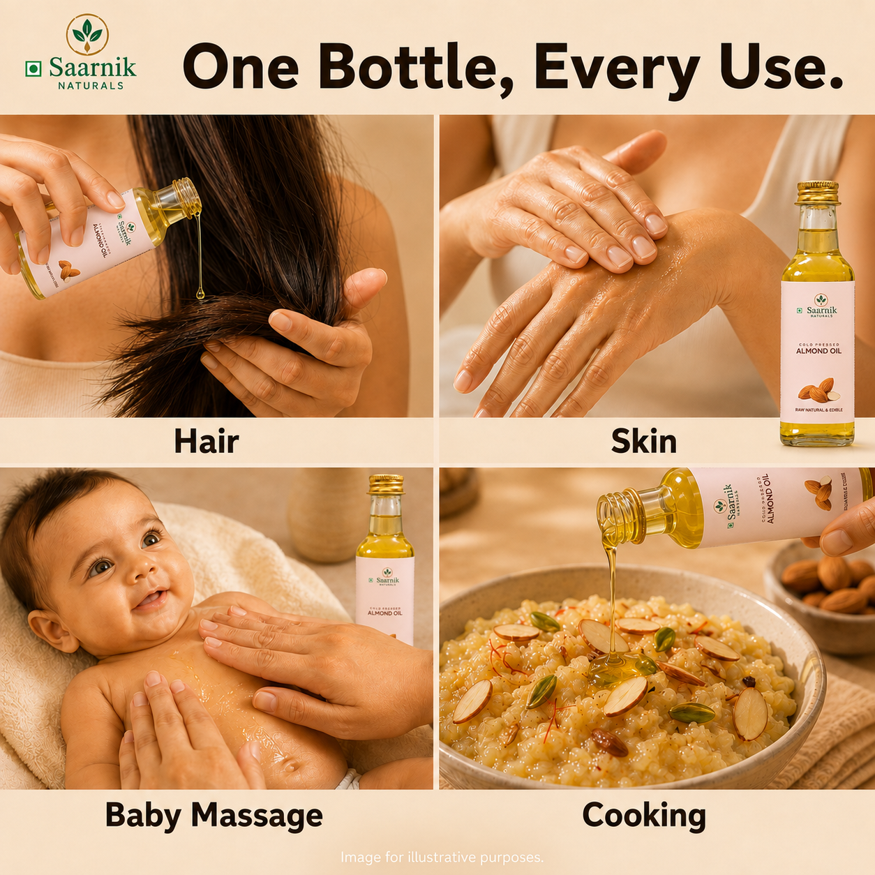 Almond Oil for Skin & Hair Growth | Cold Pressed Edible Oil | 100ml