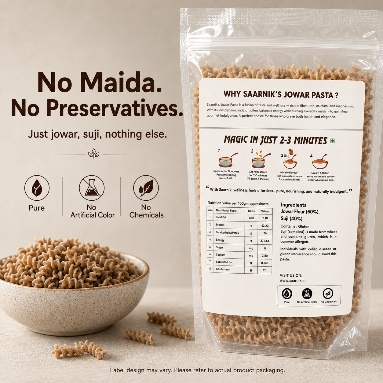 Jowar Millet Pasta – High Iron & Calcium, No Maida, Healthy Sorghum Pasta