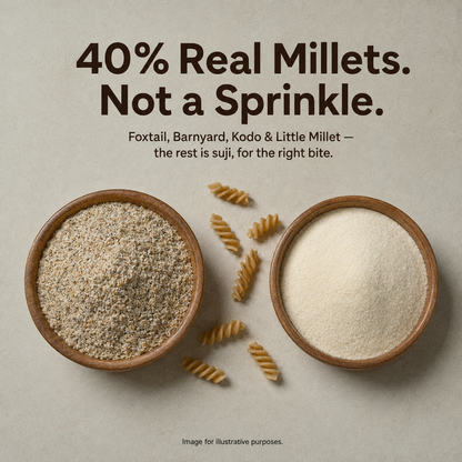 Multi Millet Pasta – No Maida, Blend of 4 Millets & Suji, High Fibre