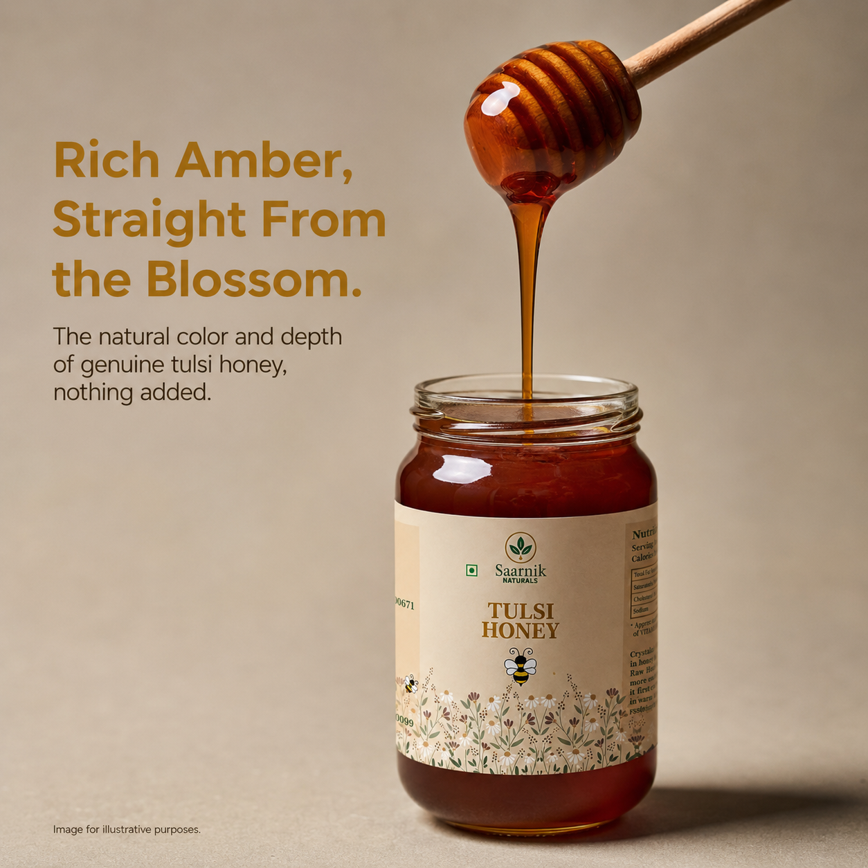 Pure Raw Tulsi Honey – Natural Nectar, Unprocessed - 500gm