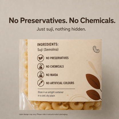 Saarnik Naturals Suji Macaroni Pack of 2 | 400g Each, 800g Total | 100% Suji, No Maida | Kid-Friendly Everyday Pasta | Ready in 5-7 Minutes