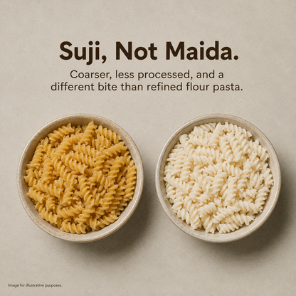 Saarnik Naturals Suji Pasta Pack of 2 | 400g Each, 800g Total | 100% Suji, No Maida | Kid-Friendly Everyday Pasta | Ready in 5-7 Minutes