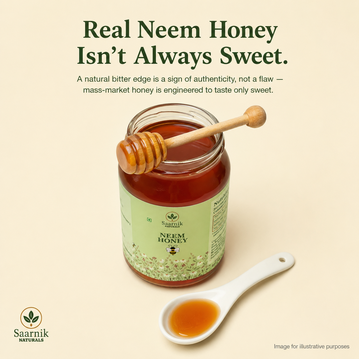 Pure Raw Neem Honey – Natural Nectar, Unprocessed - 250gm