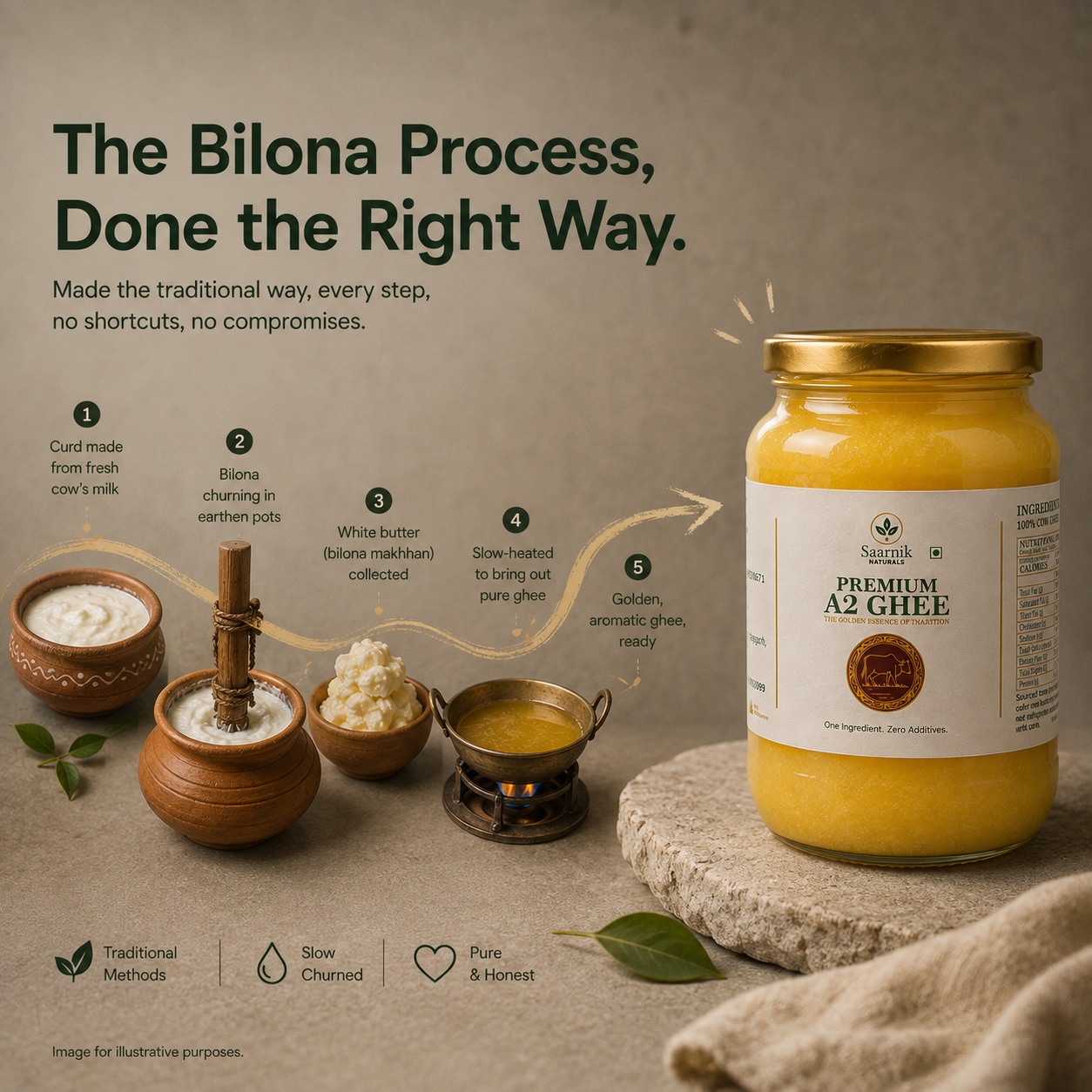 A2 Gir Cow Bilona Ghee – Saarnik Naturals | A2 Gir Cow Ghee – 500ml