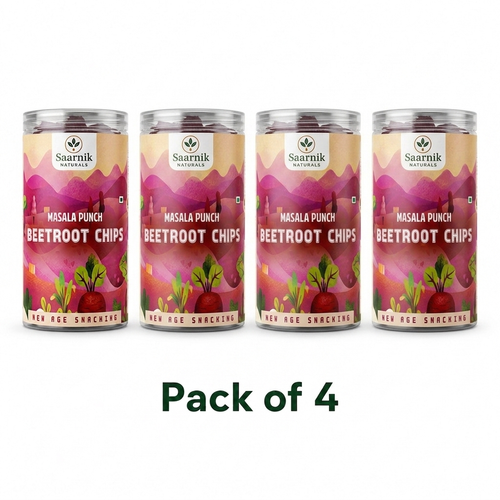 Saarnik Naturals Masala Punch Beetroot Chips Pack of 4 (150g Each) | Healthy Snack