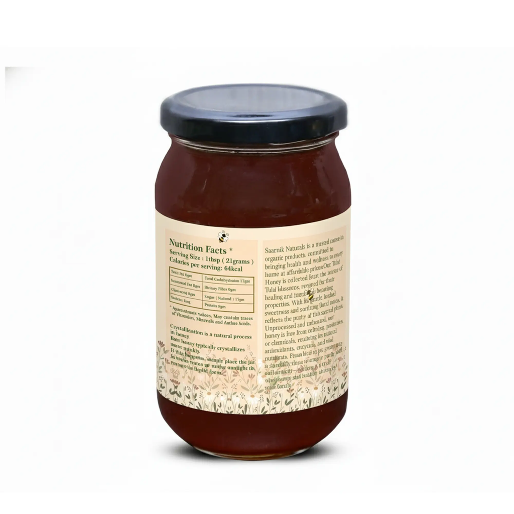 Pure Raw Tulsi Honey – Natural Nectar, Unprocessed - 500gm Saarnik Naturals