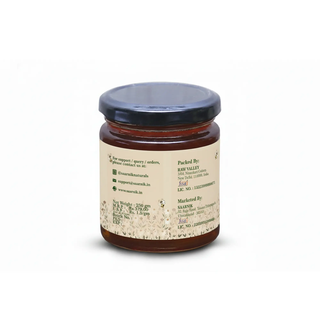 Pure Raw Tulsi Honey – Natural Nectar, Unprocessed - 250gm Saarnik Naturals