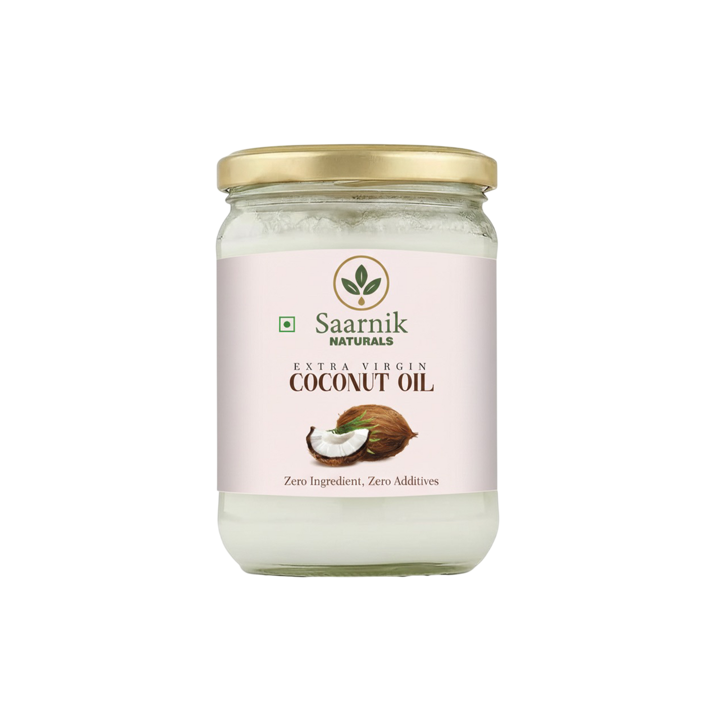 Saarnik Naturals Extra Virgin Coconut Oil 500ml glass jar