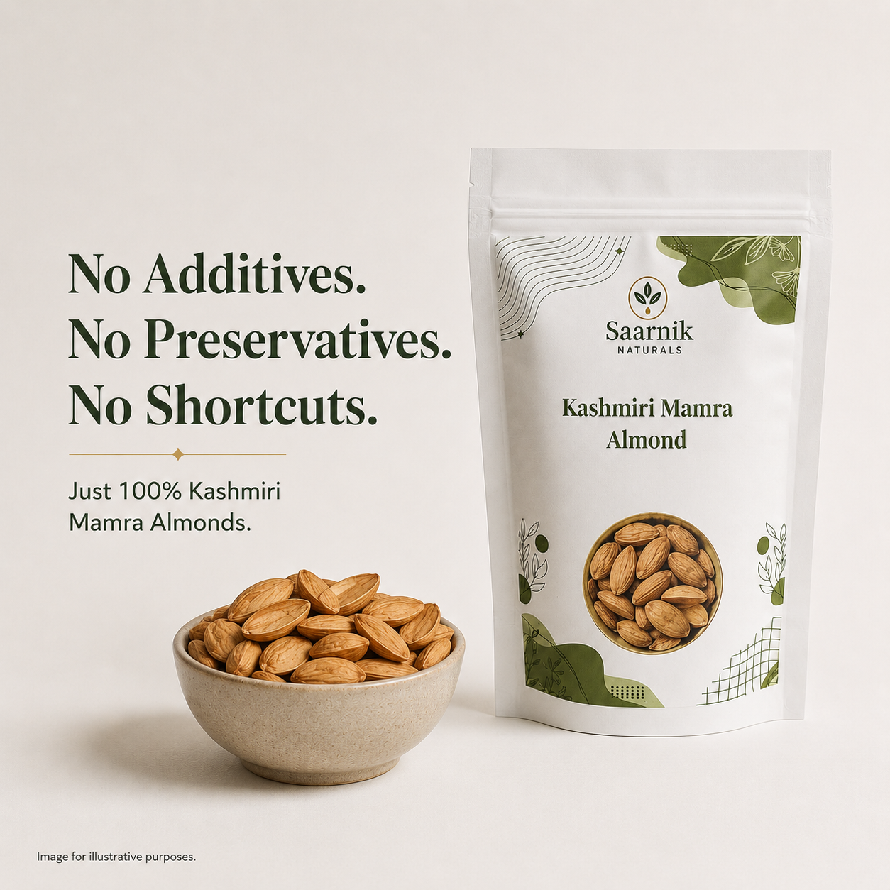 Premium Kashmiri Mamra Almonds | Unpolished Badam for Brain & Heart Health - 250g