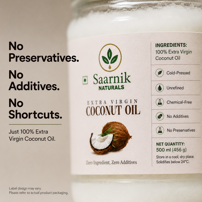 Extra Virgin Coconut Oil – Wooden Cold-Pressed, 500ml