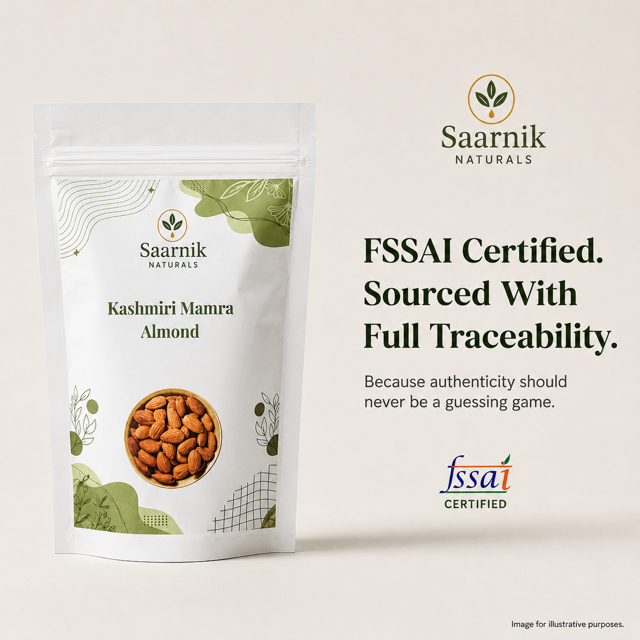 Premium Kashmiri Mamra Almonds | Unpolished Badam for Brain & Heart Health - 250g