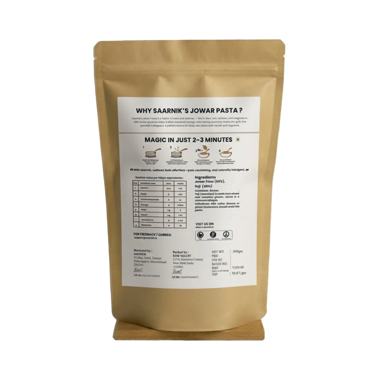Jowar Millet Pasta – High Iron & Calcium, No Maida, Healthy Sorghum Pasta - Saarnik Naturals