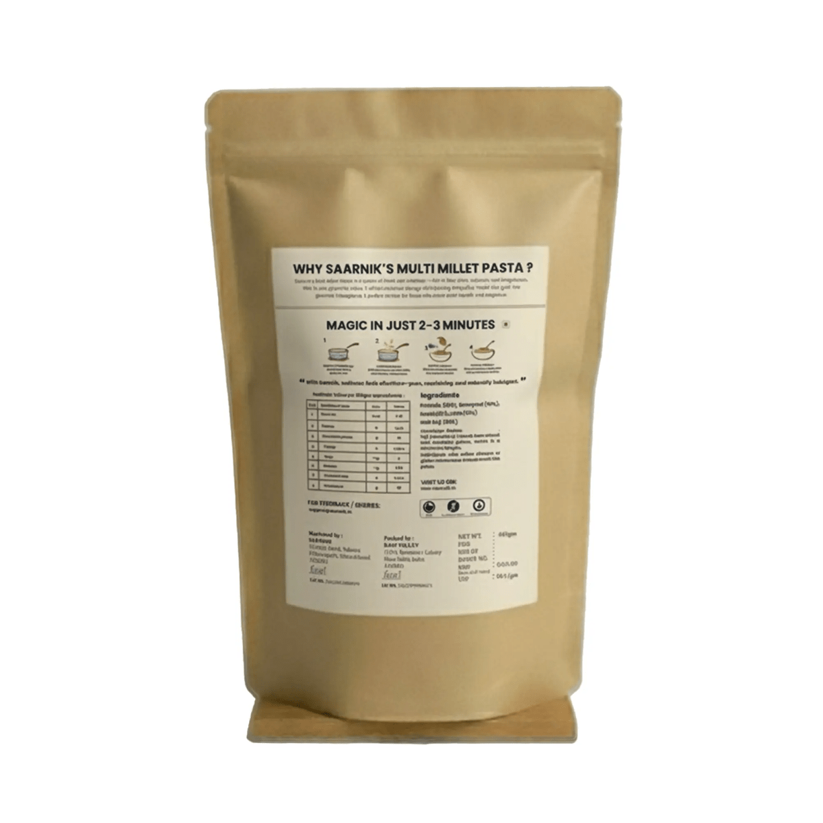 Multi Millet Pasta – No Maida, Blend of 4 Millets & Suji, High Fibre - Saarnik Naturals