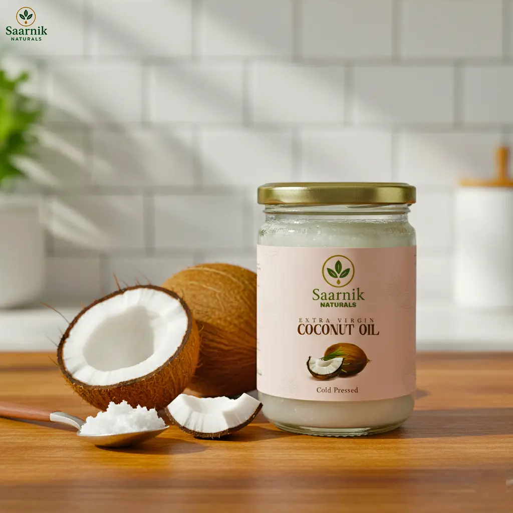 Extra Virgin Cold Pressed Coconut Oil - For Cooking, Hair & Skin - 500ml Saarnik Naturals