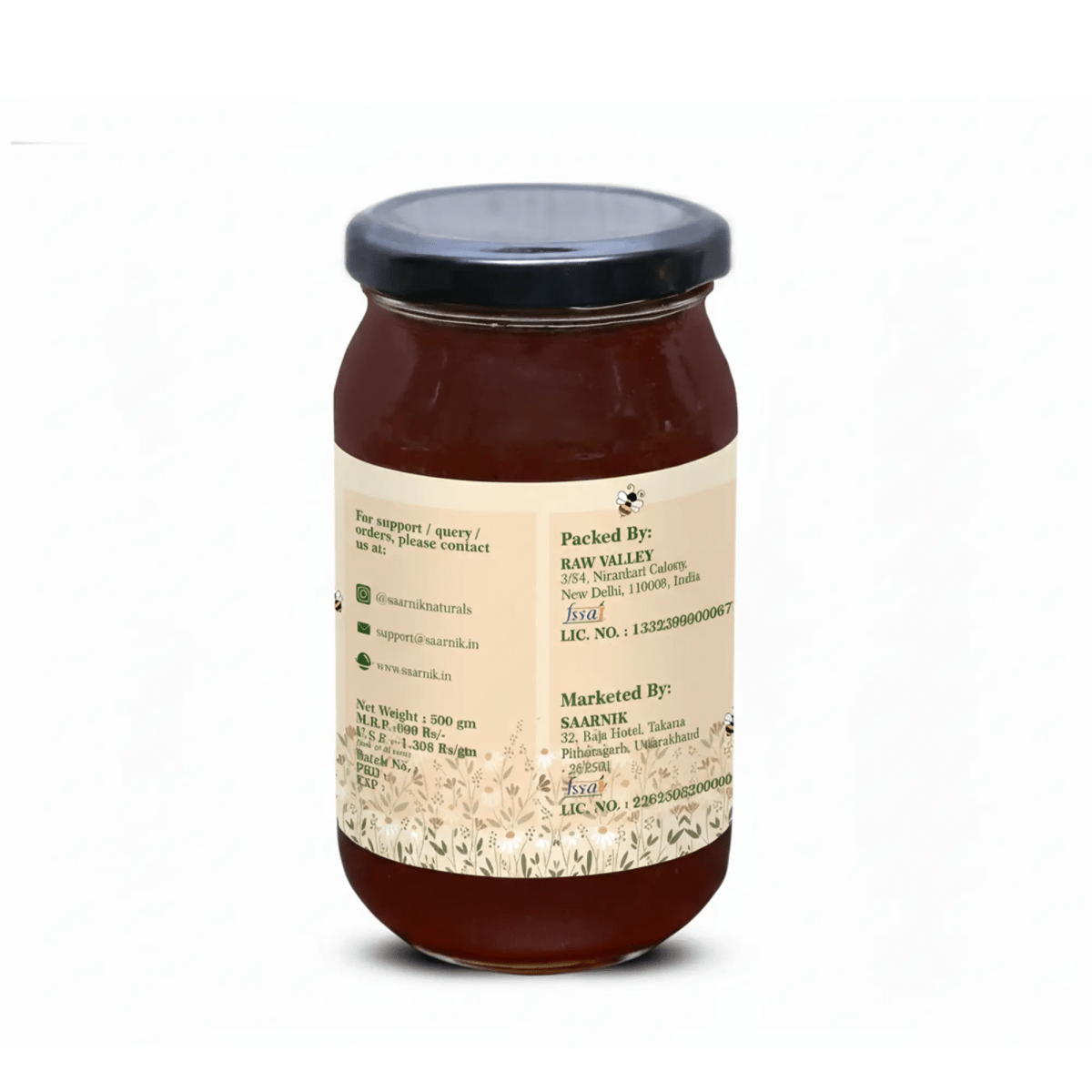 Pure Raw Tulsi Honey – Natural Nectar, Unprocessed - 500gm - Saarnik Naturals