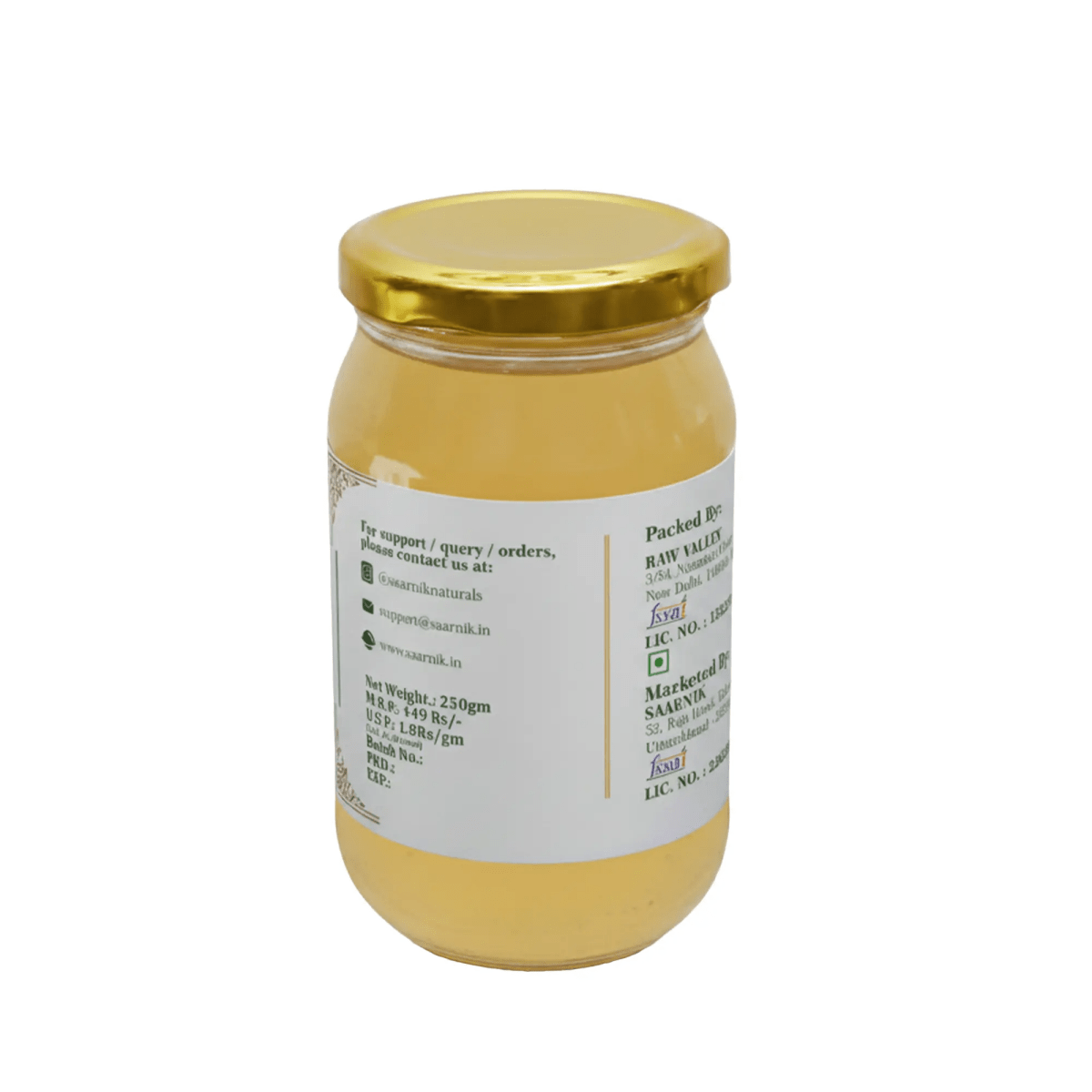 Saarnik Naturals Premium Raw Acacia Honey | Single Flower, Liquid 500gm - Saarnik Naturals